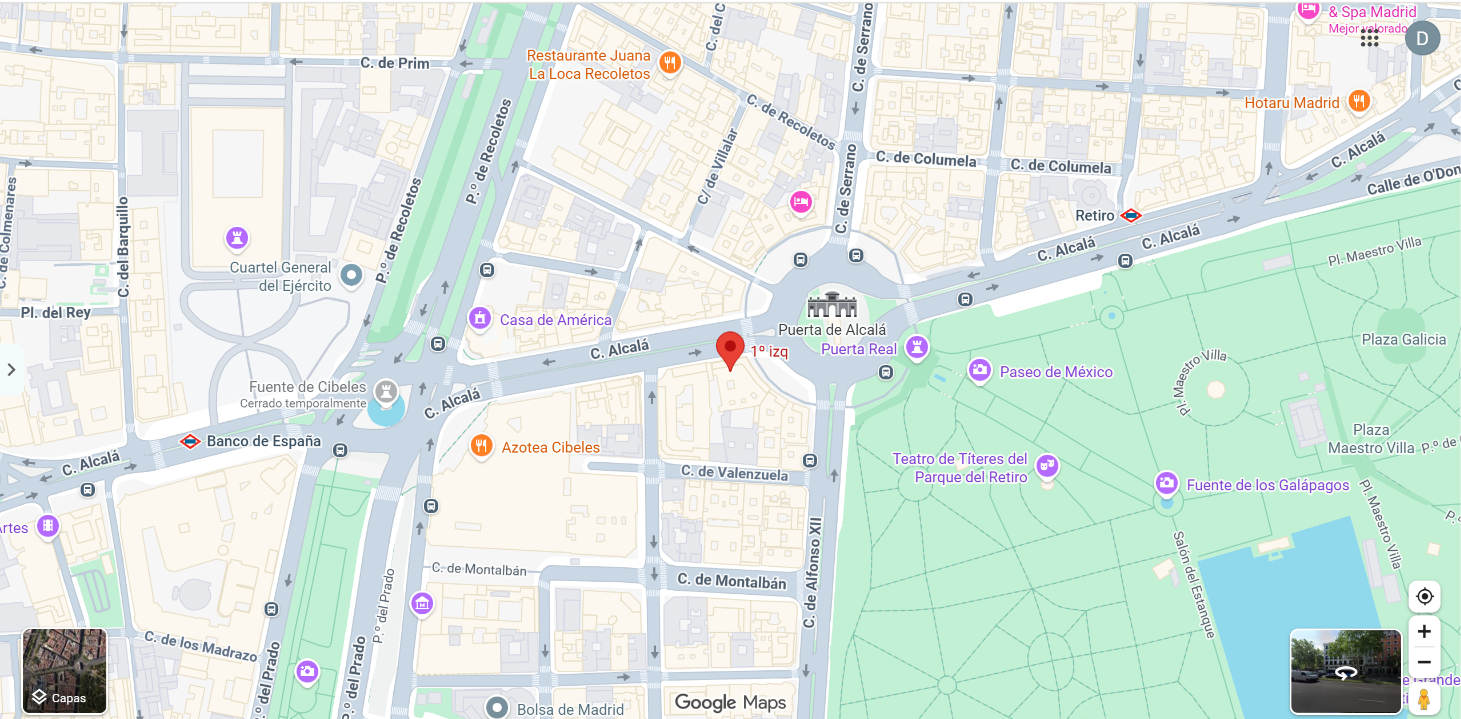 Ubicación de GLC Asesores en Calle Alcalá, 58, Madrid